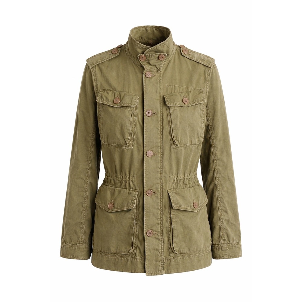 J. Crew Utility Jacket Olive Green Button Front Cargo Pockets Women's Medium